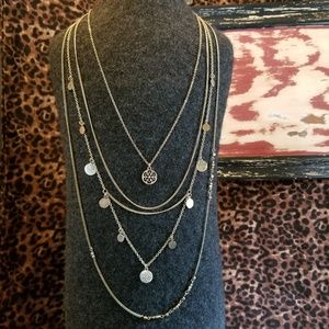 24" Gold Tone CC Layered Chain & Charms Necklace